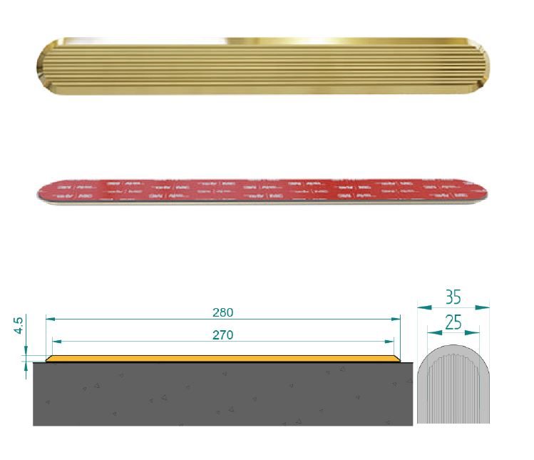Self-adhesive brass tactile directional strip