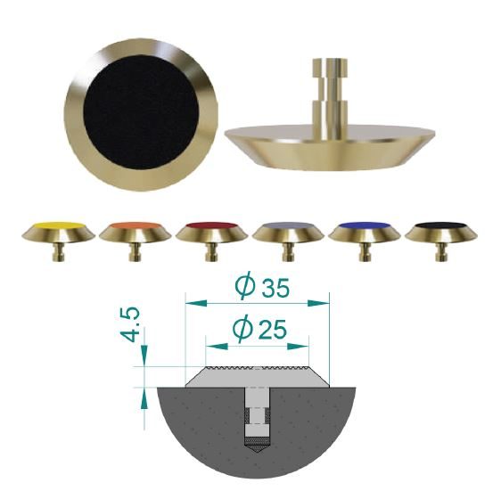 Brass tactile stud with anti-slip carborundum insert