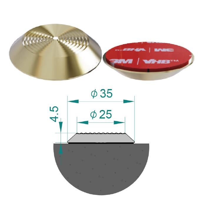 Self-adhesive brass tactile stud with 3M double-sided tape