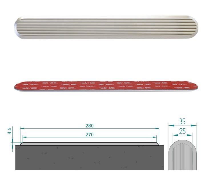 Self-adhesive aluminium tactile directional strip