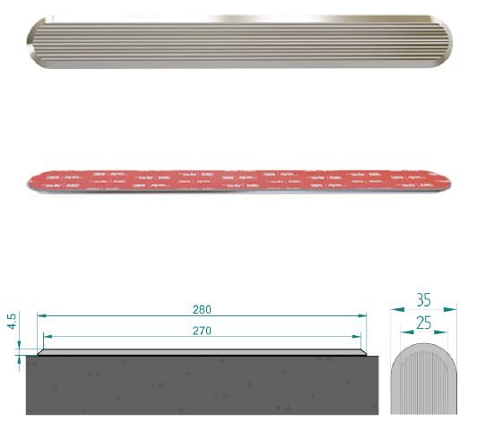 Self-adhesive tactile directional strip with linear pattern