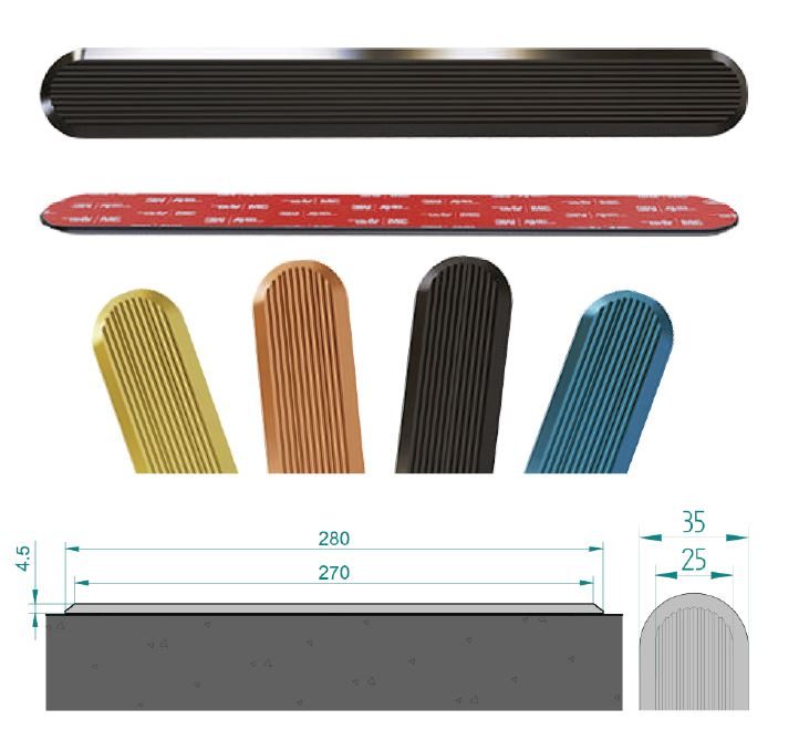Self-adhesive PVD coated tactile strip