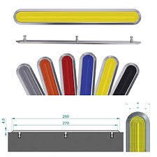 Stainless steel tactile strip with poly insert, 280 mm dimensioned drawing