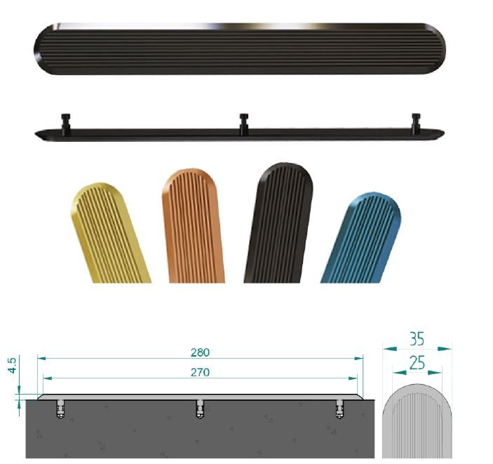 PVD colour-coated stainless steel tactile strip