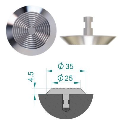 Stainless steel tactile stud with circular centre