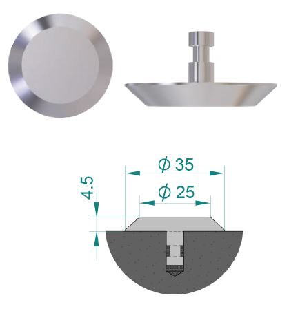 Stainless steel tactile stud with plain top