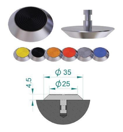 Stainless steel tactile stud with coloured poly insert