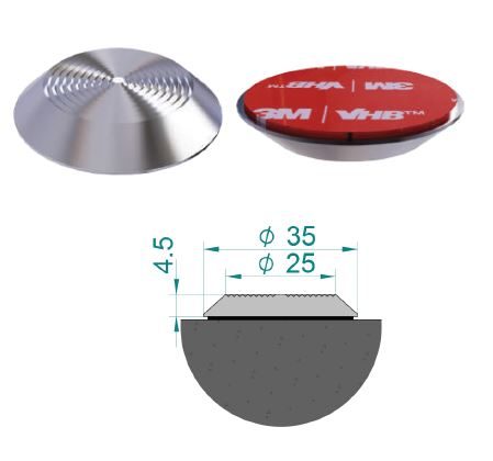 Self-adhesive stainless steel tactile stud with 3M tape