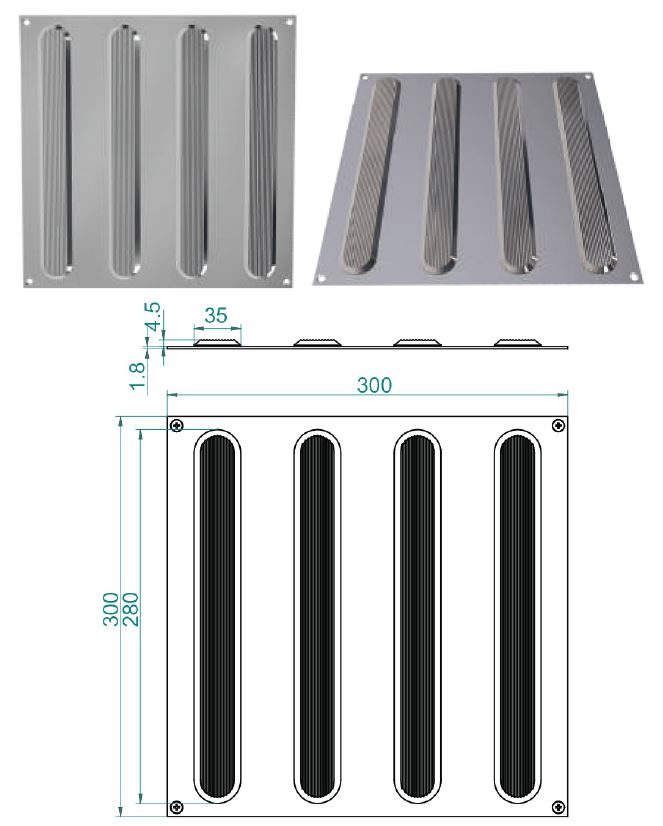 Stainless steel tactile tile with 4 linear directional bars